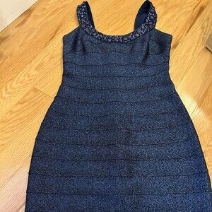 Carmen Marc Valvo Sparkly blue dress